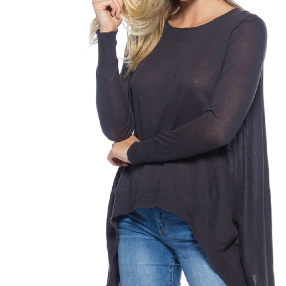 ASYMMETRIC HEM SWEATER in charcoal